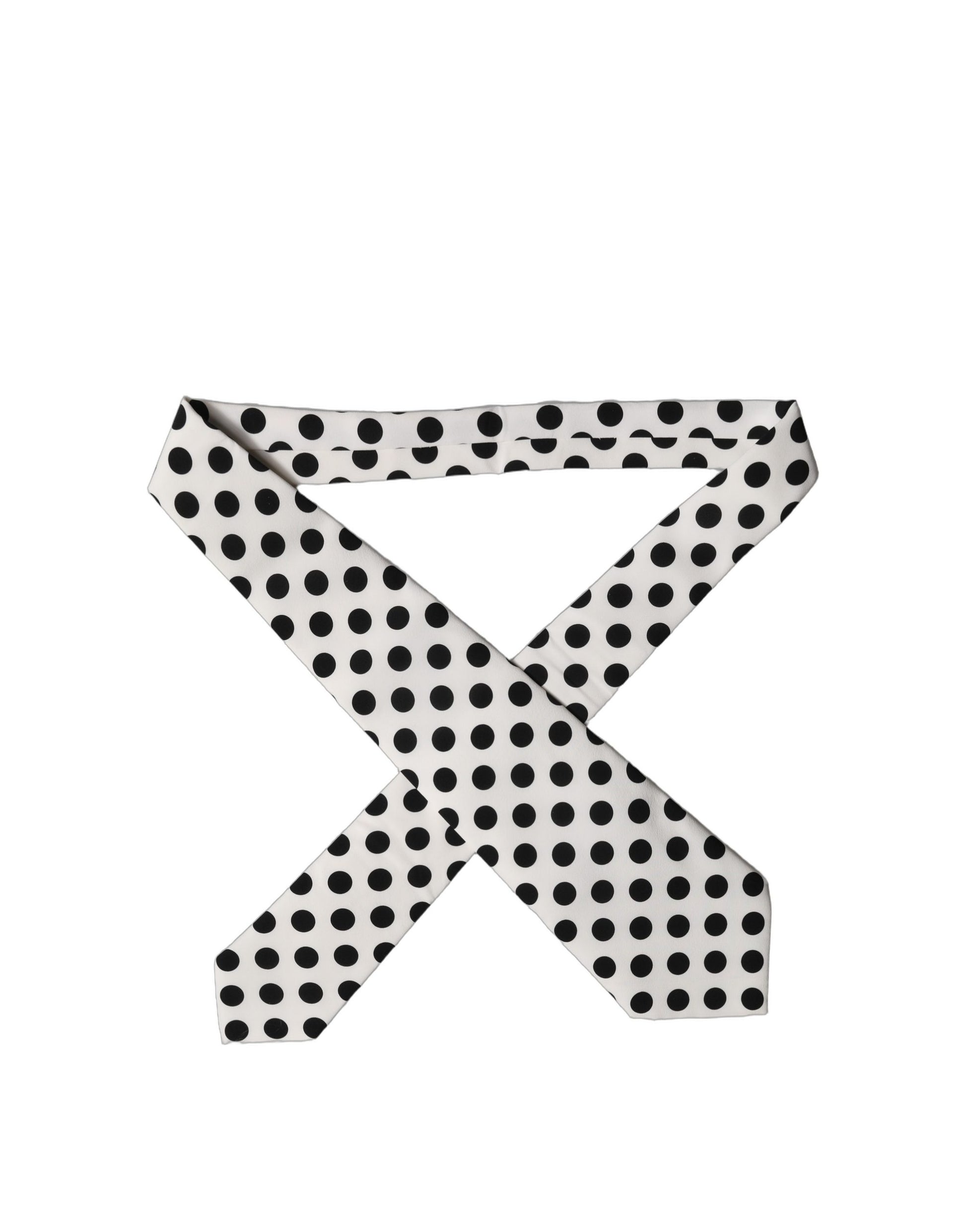 Dolce & Gabbana White Black Polka Dot Silk Adjustable Necktie