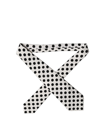 Dolce & Gabbana White Black Polka Dot Silk Adjustable Necktie