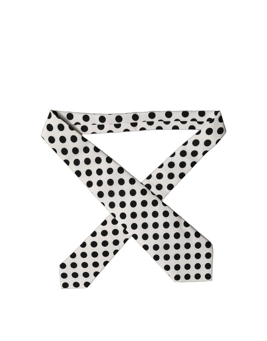 Dolce & Gabbana White Black Polka Dot Silk Adjustable Necktie