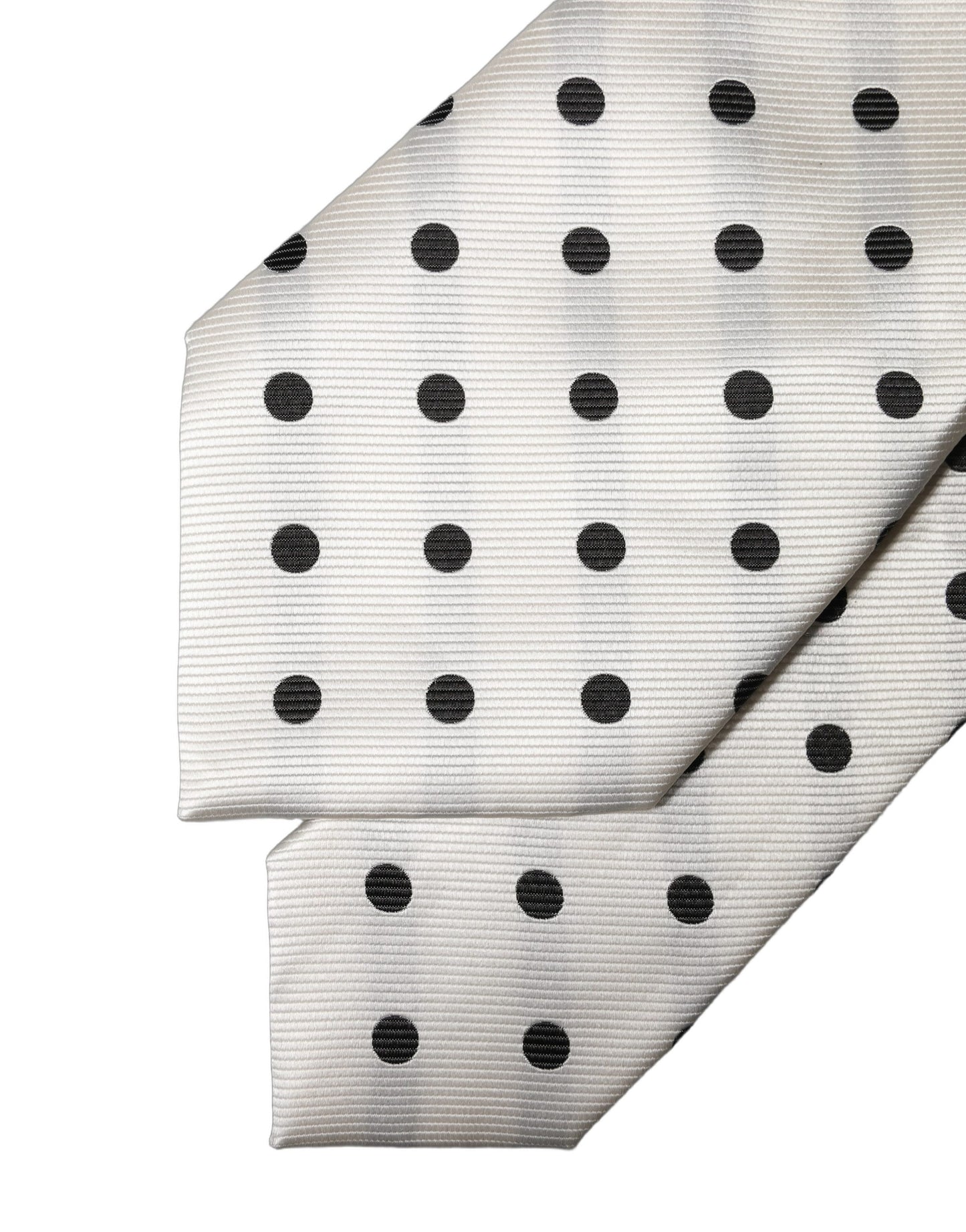 Dolce & Gabbana White Black Polka Dot Silk Adjustable Necktie