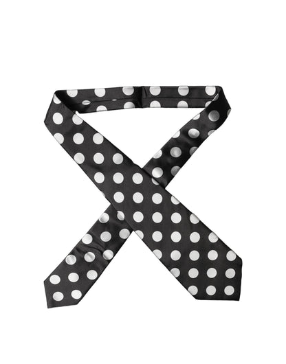 Dolce & Gabbana Black White Polka Dot Silk Adjustable Necktie