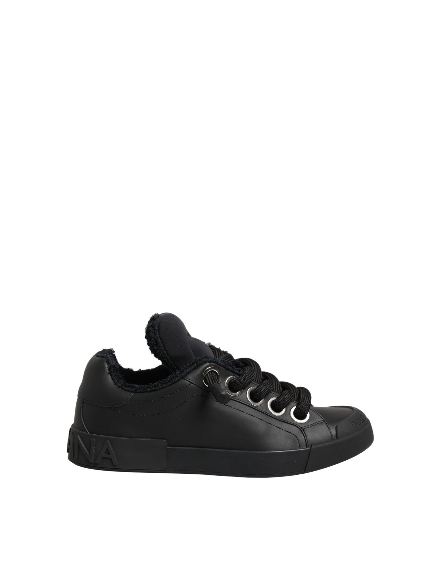 Dolce & Gabbana Black Leather Low Top Portofino Sneakers