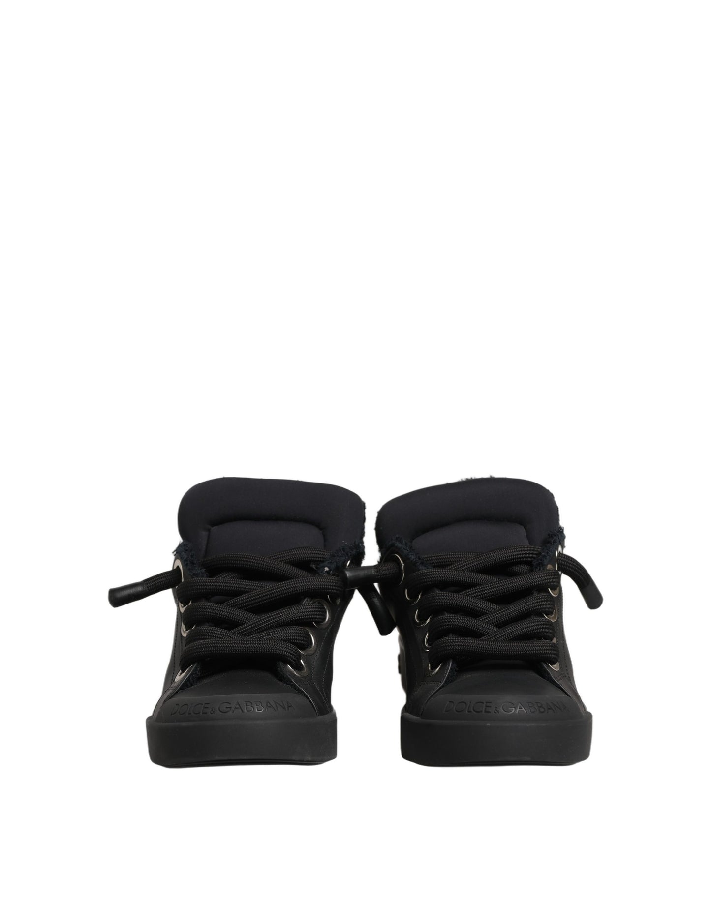 Dolce & Gabbana Black Leather Low Top Portofino Sneakers