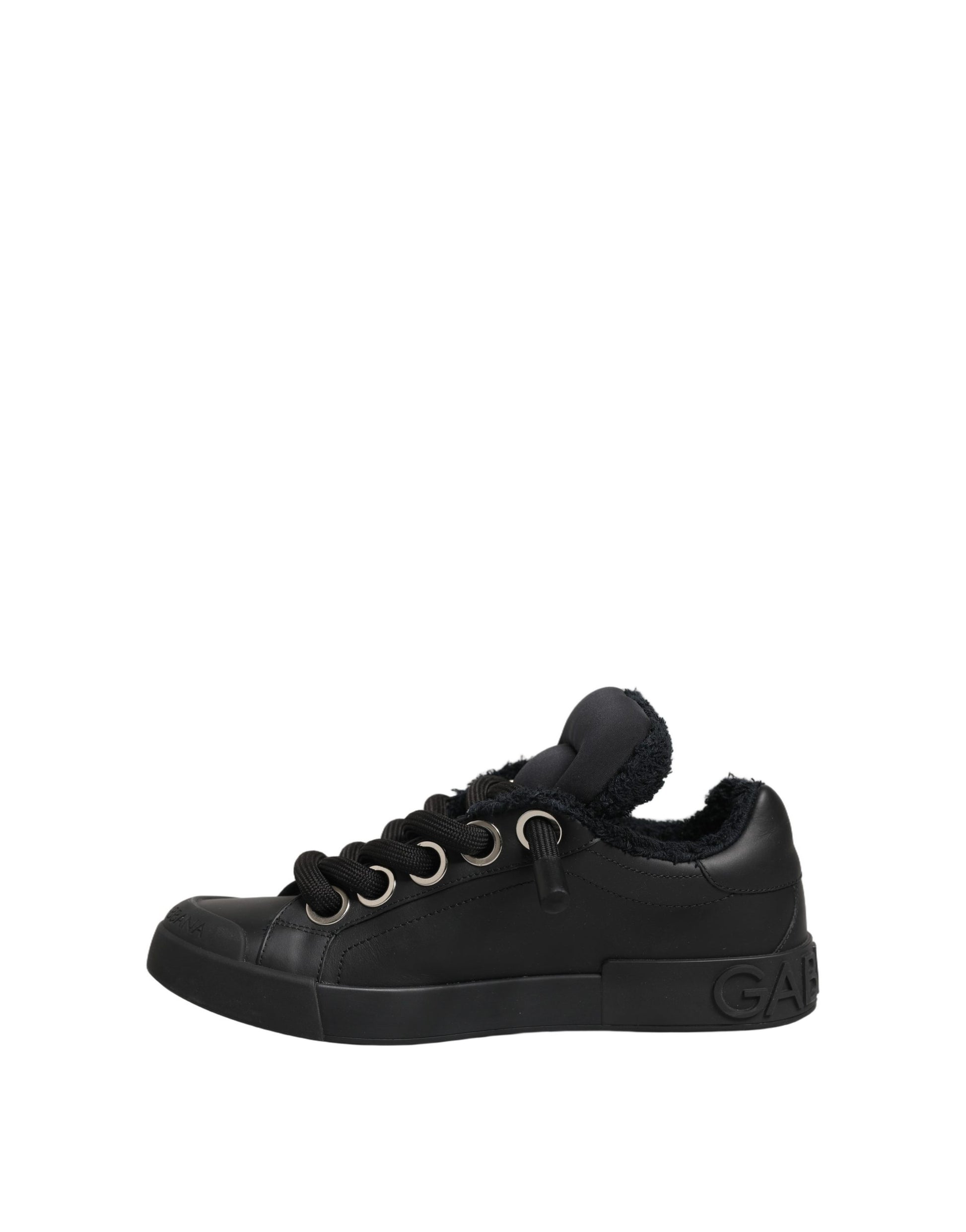 Dolce & Gabbana Black Leather Low Top Portofino Sneakers