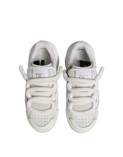 Dolce & Gabbana White Calfskin Leather Low Top Sneakers