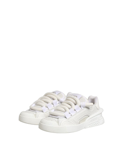 Dolce & Gabbana White Calfskin Leather Low Top Sneakers