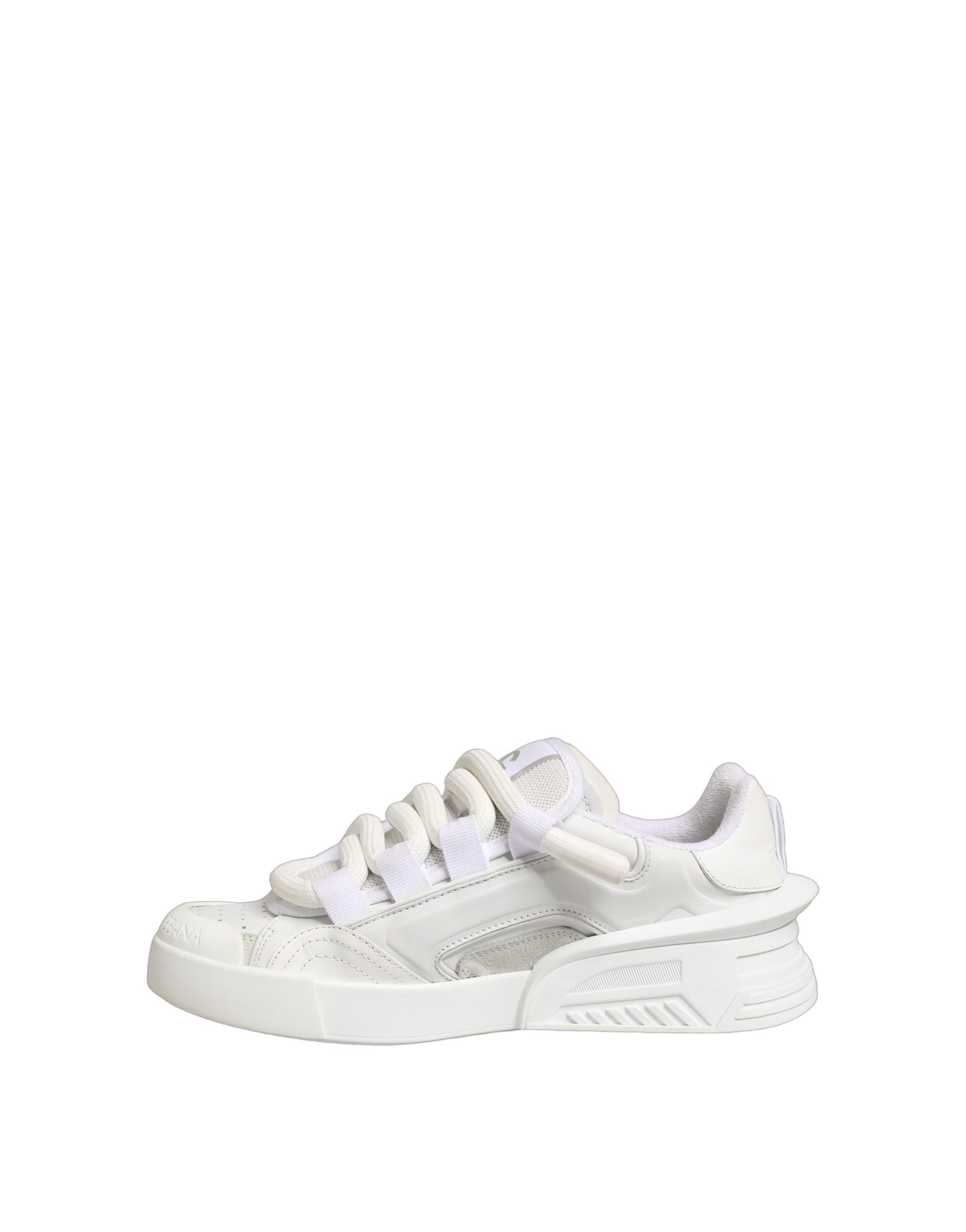 Dolce & Gabbana White Calfskin Leather Low Top Sneakers