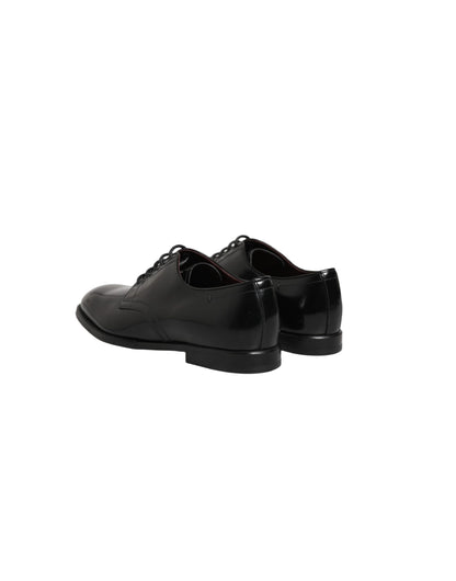 Dolce & Gabbana Black Calfskin Leather Derby Dress Shoes