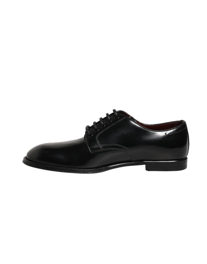 Dolce & Gabbana Black Calfskin Leather Derby Dress Shoes