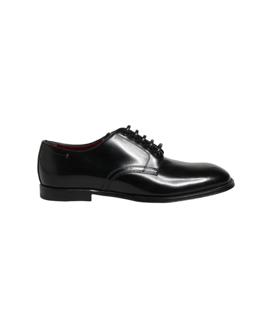 Dolce & Gabbana Black Calfskin Leather Derby Dress Shoes
