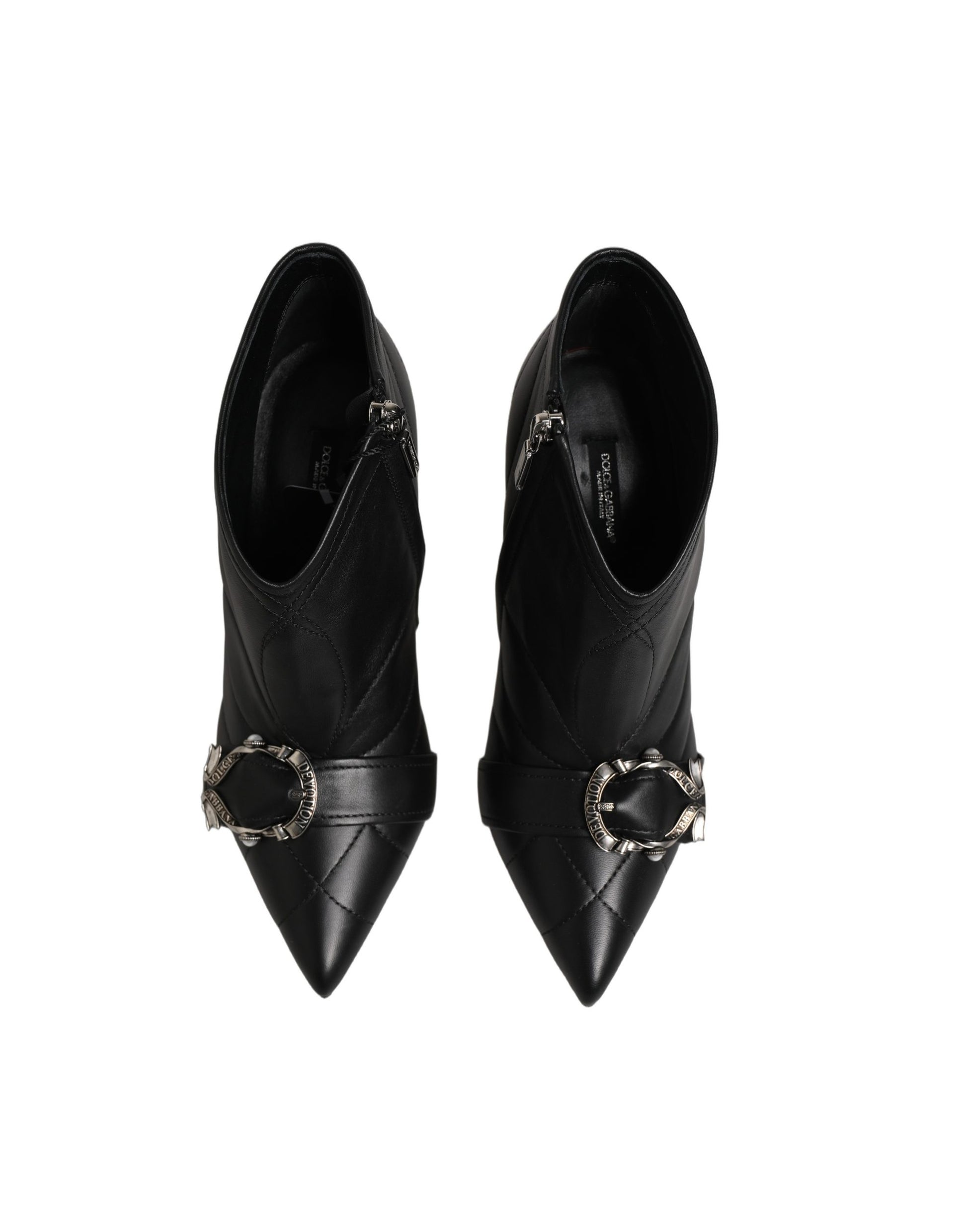 Dolce & Gabbana Black Devotion Quilted Buckled Boots