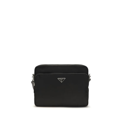 Prada Black Re-Nylon Faux Leather Shoulder Bag