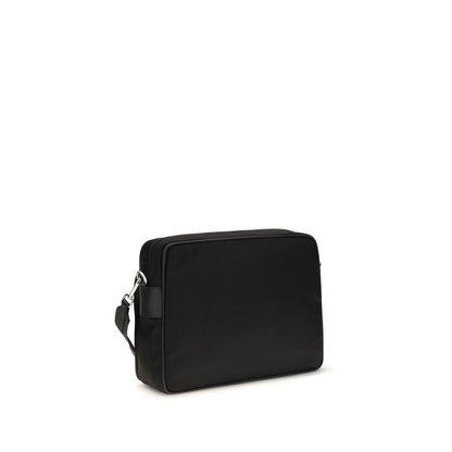 Prada Black Re-Nylon Faux Leather Shoulder Bag