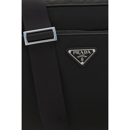 Prada Black Re-Nylon Faux Leather Shoulder Bag