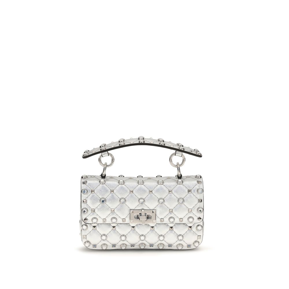 Valentino Garavani Silver Rockstud Spike Leather Handbag