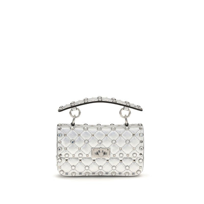 Valentino Garavani Silver Rockstud Spike Leather Handbag