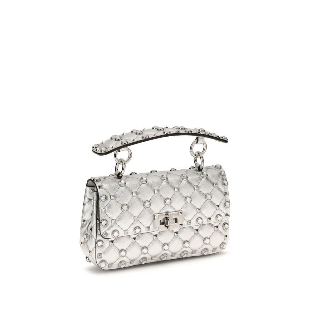 Valentino Garavani Silver Rockstud Spike Leather Handbag