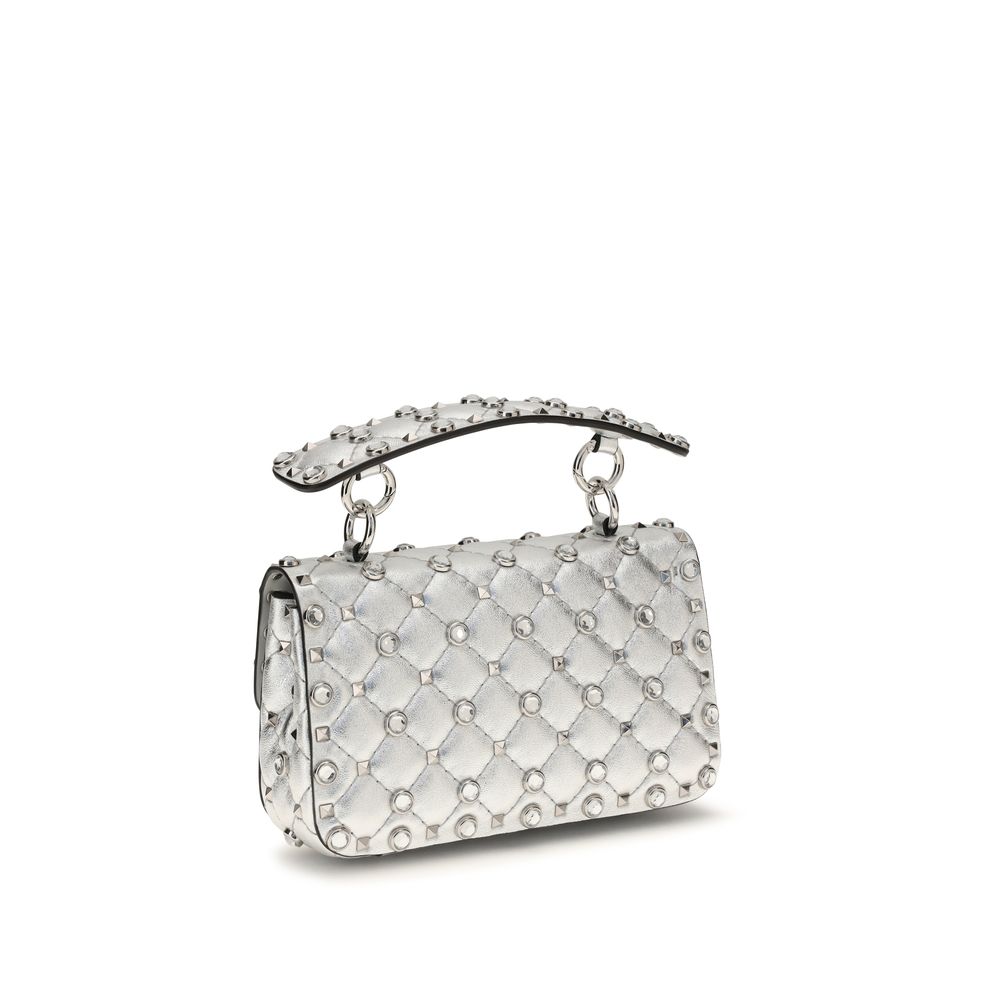 Valentino Garavani Silver Rockstud Spike Leather Handbag