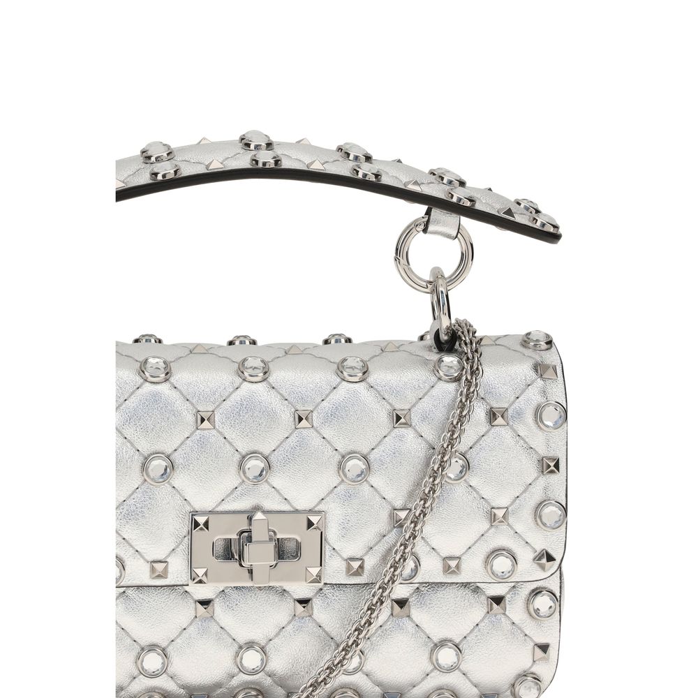 Valentino Garavani Silver Rockstud Spike Leather Handbag