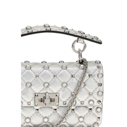 Valentino Garavani Silver Rockstud Spike Leather Handbag