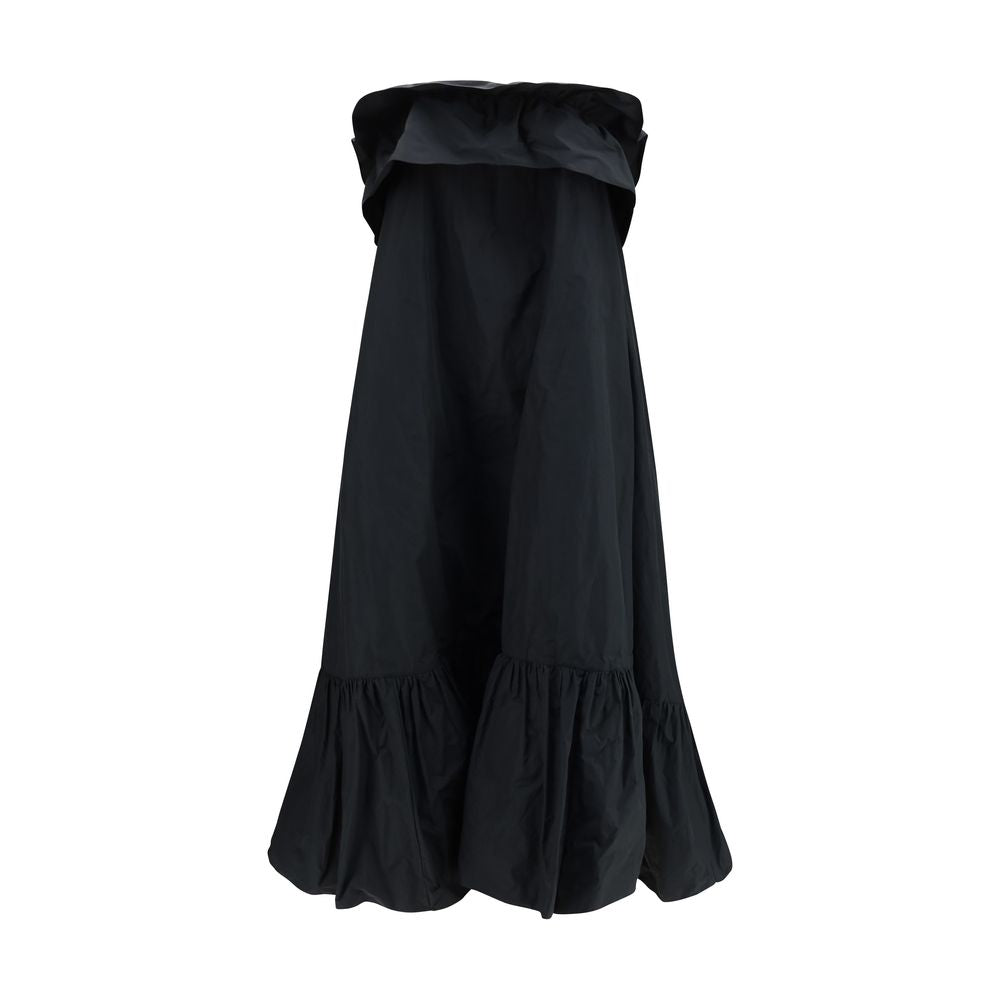 Saint Laurent Black Ruched-Bodice Technical-Canvas Maxi Dress