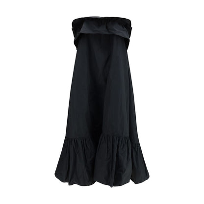 Saint Laurent Black Ruched-Bodice Technical-Canvas Maxi Dress