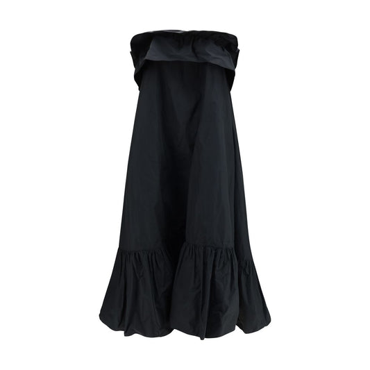 Saint Laurent Black Ruched-Bodice Technical-Canvas Maxi Dress