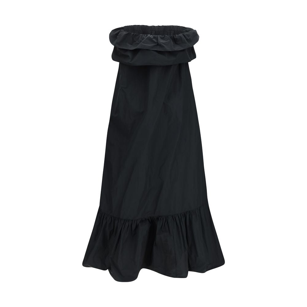 Saint Laurent Black Ruched-Bodice Technical-Canvas Maxi Dress