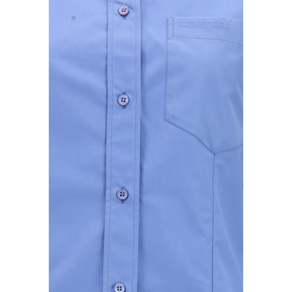Balenciaga Asymmetric Blue Cotton Shirt