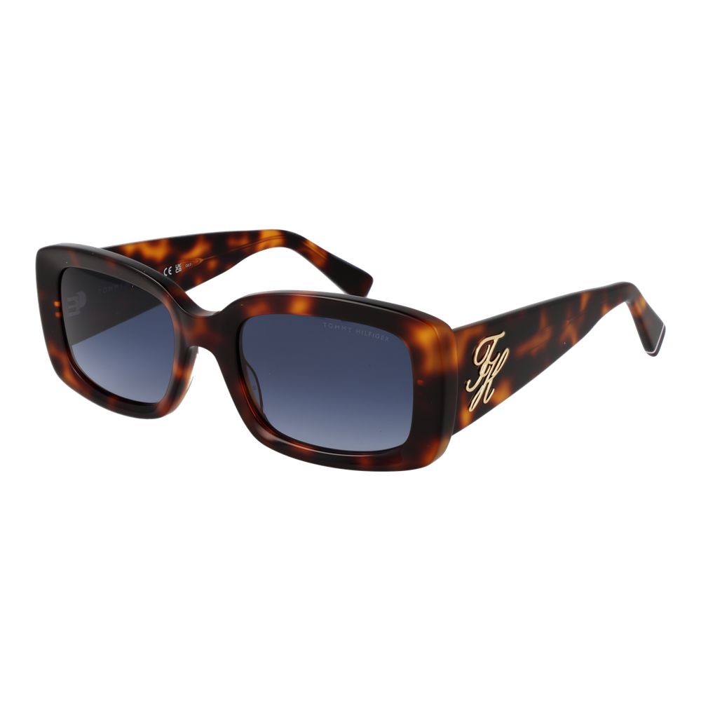 Tommy Hilfiger Women’s Sunglasses – Brown Rectangle Frame, Blue Gradient Lenses