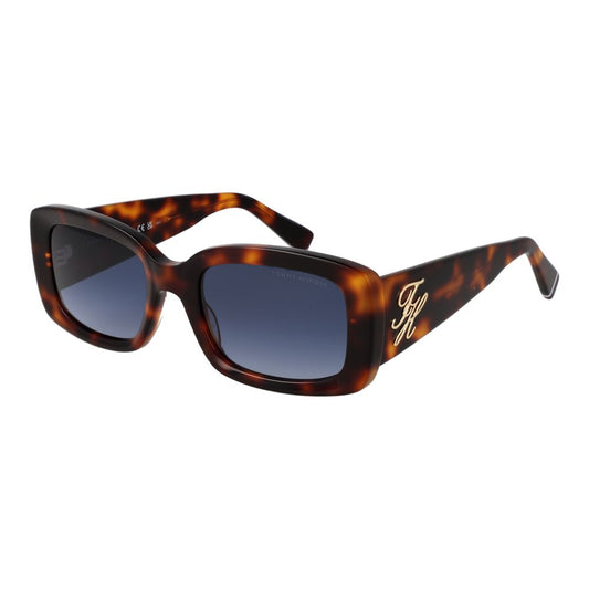 Tommy Hilfiger Women’s Sunglasses – Brown Rectangle Frame, Blue Gradient Lenses