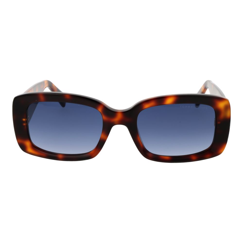 Tommy Hilfiger Women’s Sunglasses – Brown Rectangle Frame, Blue Gradient Lenses