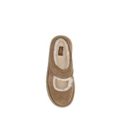 UGG Bea Mary Jane Slippers - Beige Leather Flats
