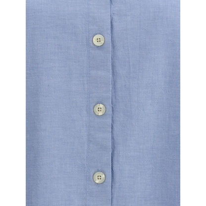 Deperlu Blue Cotton Shirt - Elegant Oversized Comfort