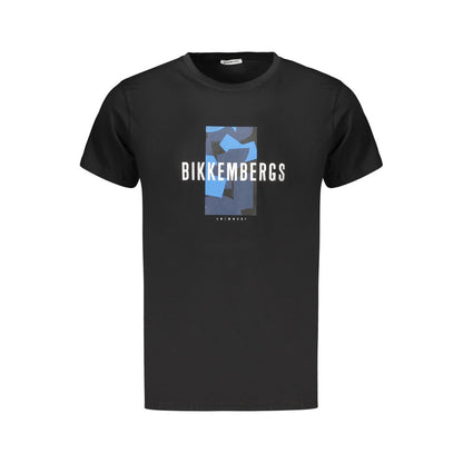 Bikkembergs Black Cotton Short-Sleeve T-Shirt with Logo Print