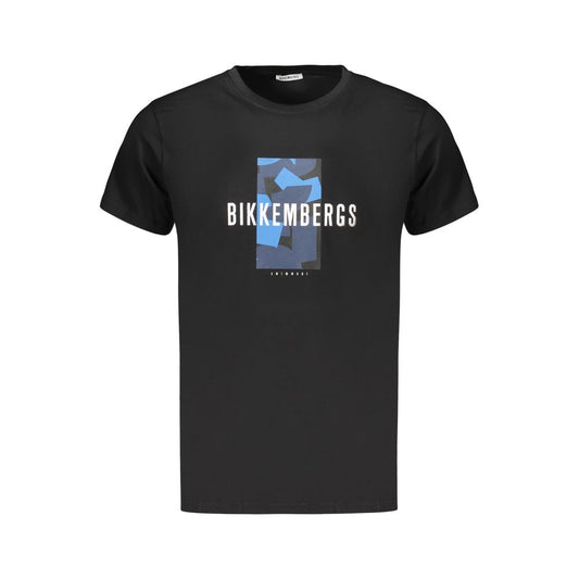 Bikkembergs Black Cotton Short-Sleeve T-Shirt with Logo Print