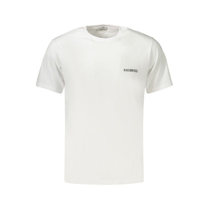 Bikkembergs White Cotton Pupino T-Shirt with Crew Neck and Logo Print