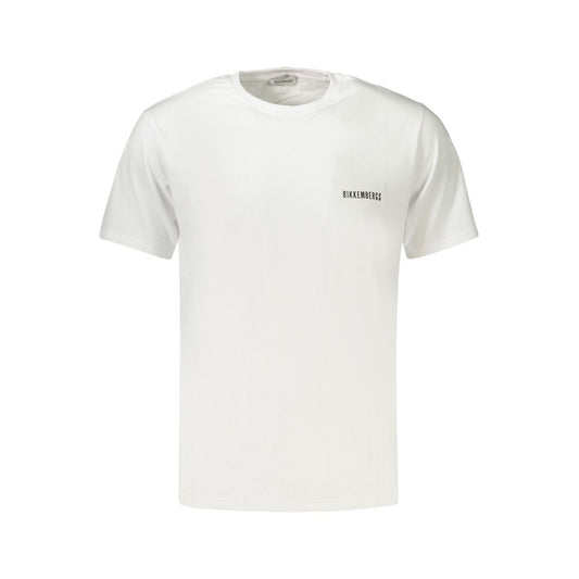 Bikkembergs White Cotton Pupino T-Shirt with Crew Neck and Logo Print