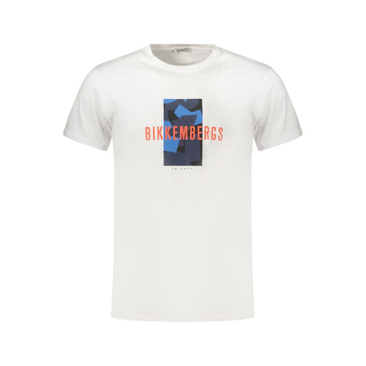 Bikkembergs White Cotton Short-Sleeve T-Shirt with Logo Print