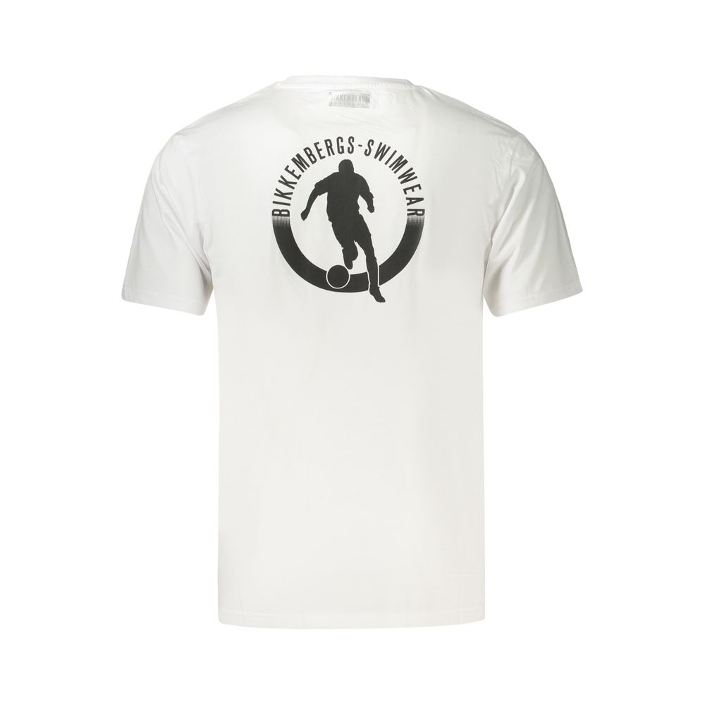 Bikkembergs White Cotton Pupino T-Shirt with Crew Neck and Logo Print