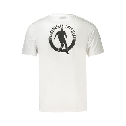 Bikkembergs White Cotton Pupino T-Shirt with Crew Neck and Logo Print