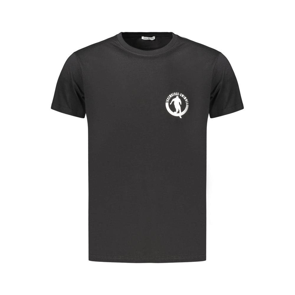 Bikkembergs Black Cotton Pupino T-Shirt with Crew Neck and Logo Print