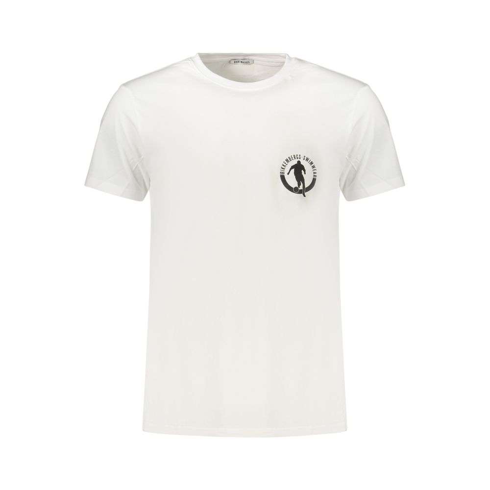 Bikkembergs White Pupino Cotton T-Shirt with Logo Print