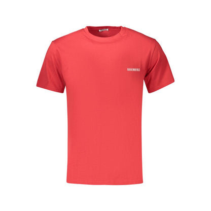 Bikkembergs Red Pupino Cotton T-Shirt – Bold Short-Sleeved Crew Neck with Logo Print