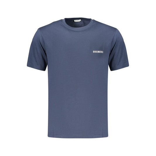 Bikkembergs Blue Pupino Cotton T-Shirt with Crew Neck and Logo Print
