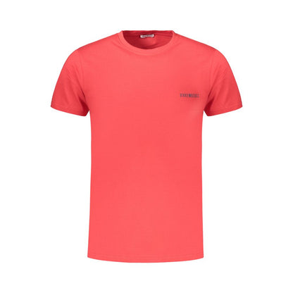 Bikkembergs Bold Red Cotton T-Shirt with Vertical Stripes and Signature Logo