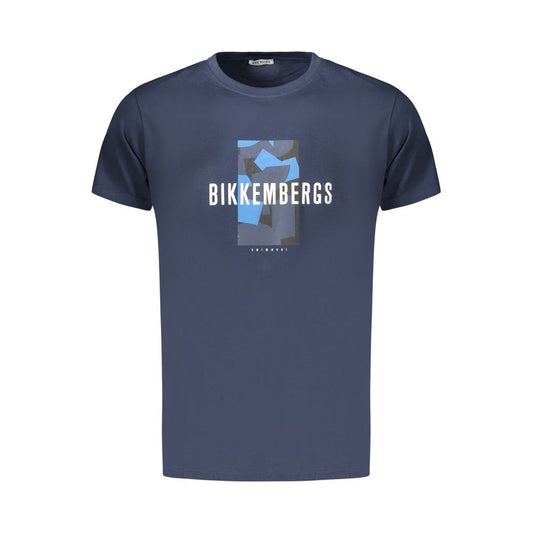Bikkembergs Blue Cotton Short-Sleeve T-Shirt with Logo Print