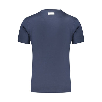 Bikkembergs Bold Blue Cotton Crew Neck T-Shirt with Half Logo Print - M