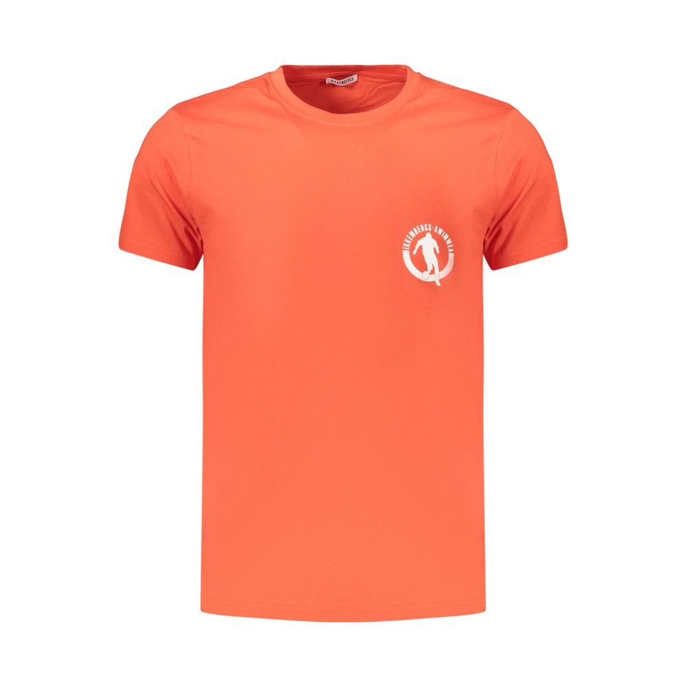 Bikkembergs Orange Cotton Short-Sleeved T-Shirt with Logo Print