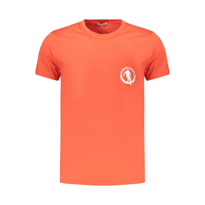 Bikkembergs Orange Cotton Short-Sleeved T-Shirt with Logo Print